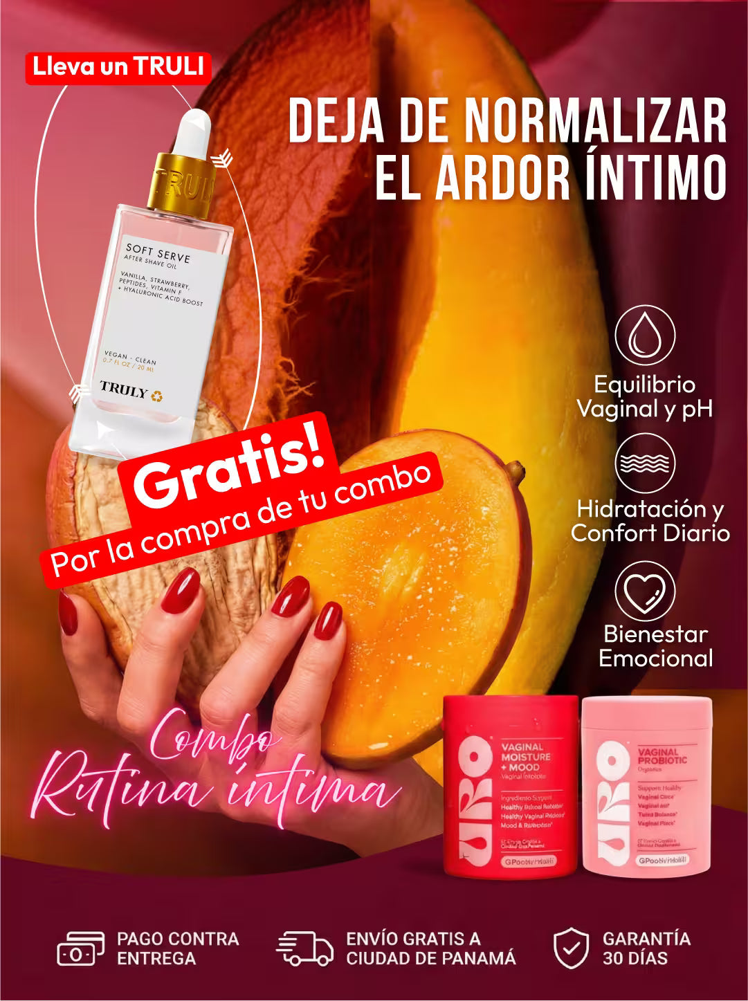 URO Vaginal Moisture + Uro Probióticos Vaginales + Truly Glazed Donut Gratis