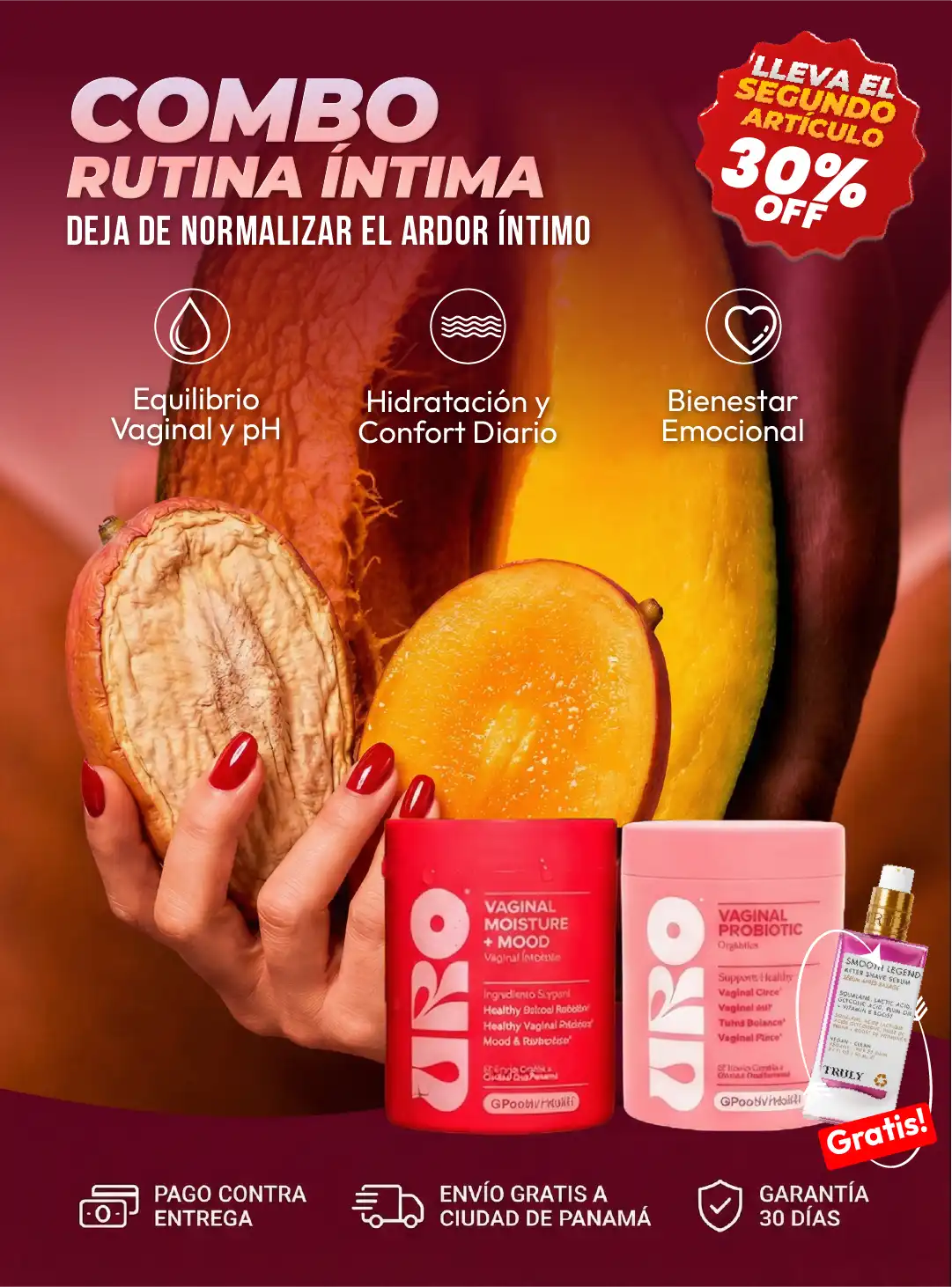 URO Vaginal Moisture + Uro Probióticos Vaginales + Truly Glazed Donut Gratis